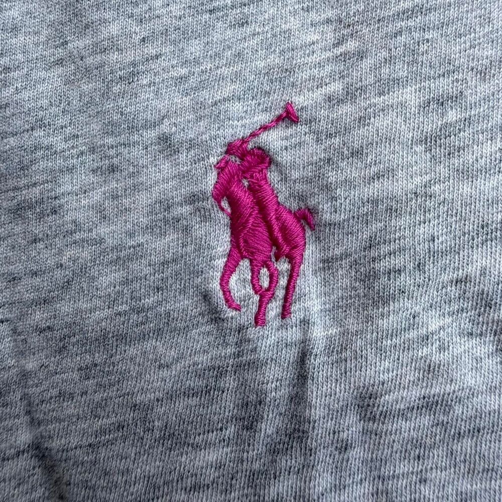Ralph-lauren Sport Women's Large Grey Shirt Pink Pony - Picture 4 of 6